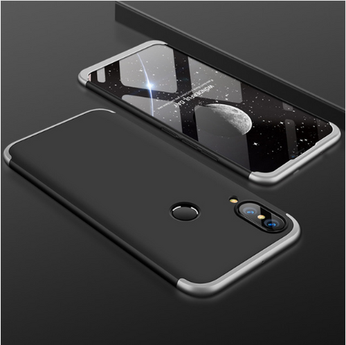 Huawei P20 Lite Shockproof 3 in 1 Full Body 360 Protection Case Cover - Black & Grey