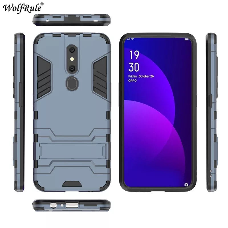 Oppo F11 Pro Cover Shockproof Hybrid Kickstand Back Case - Blue