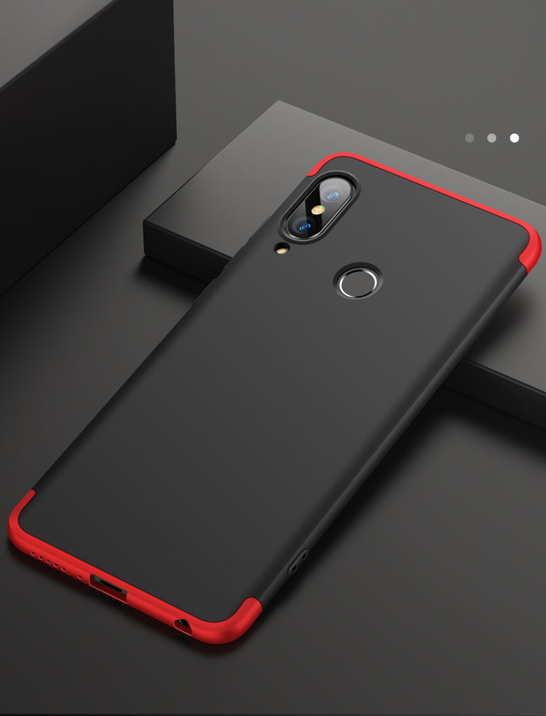 Huawei P20 Lite Shockproof 3 in 1 Full Body 360 Protection Case Cover - Black & Red