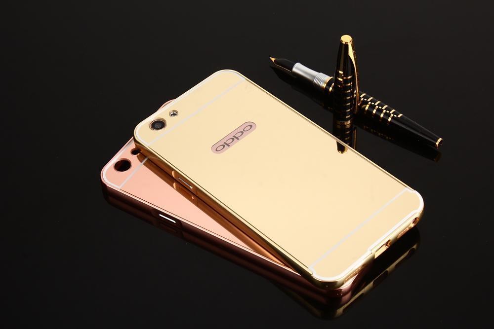 Oppo F1s Aluminum Metal Frame Bumper Mirror PC Back Case Cover