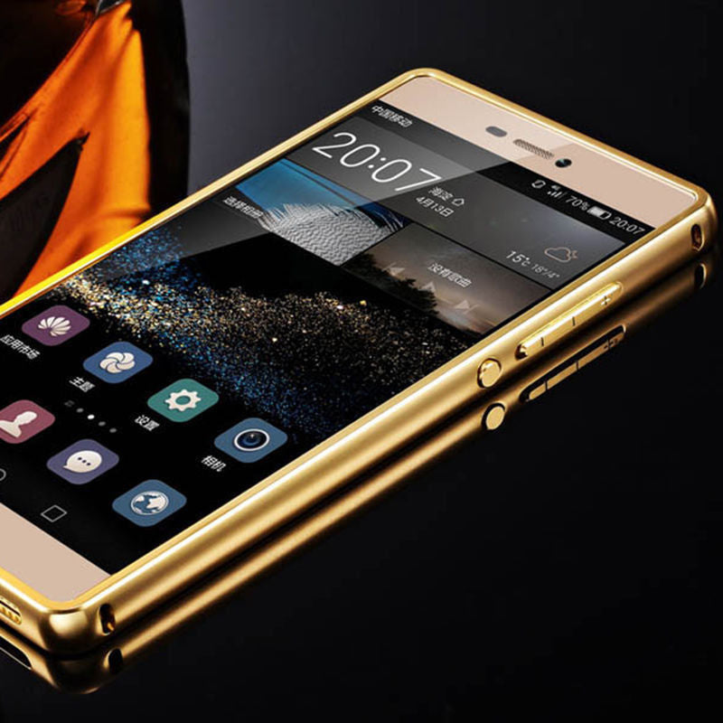 Aluminum Metal Bumper PC Mirror Back Skin Case Cover For Huawei P8