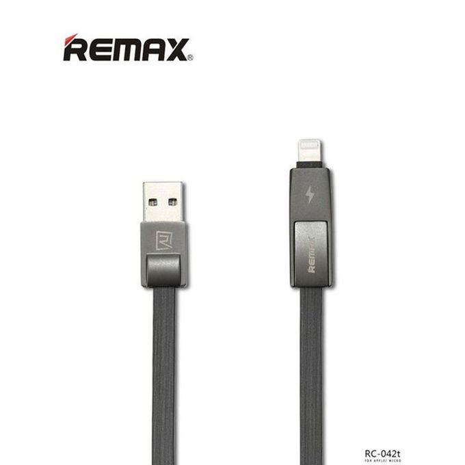 Remax RC-042t Strive - 2 in 1 USB Charging Data Cable - Black