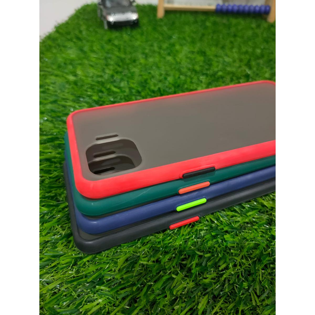 Oppo F17 Pro Cover Shockproof Matte Bumper Back Case with Red Button