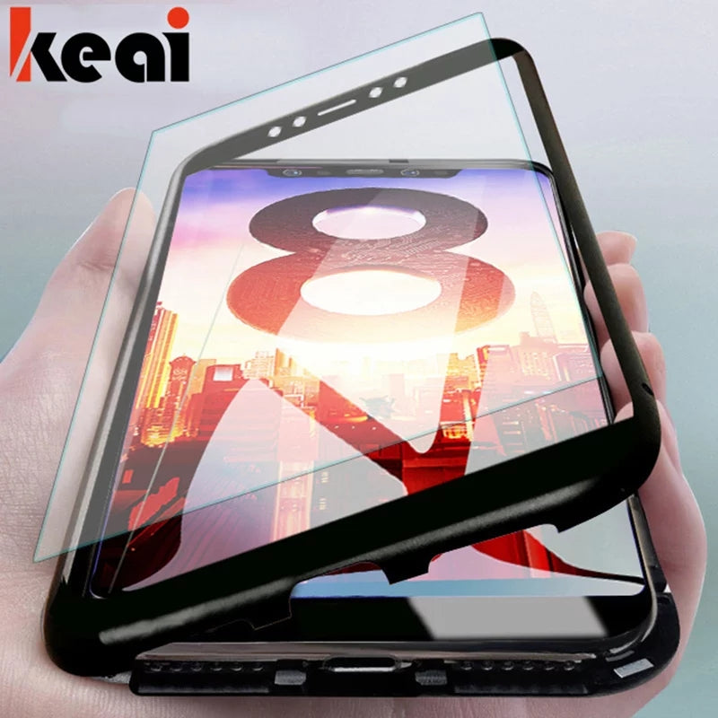Huawei Y9 2019 Shockproof PC Hard 360 Protection Cover with Glass Protector