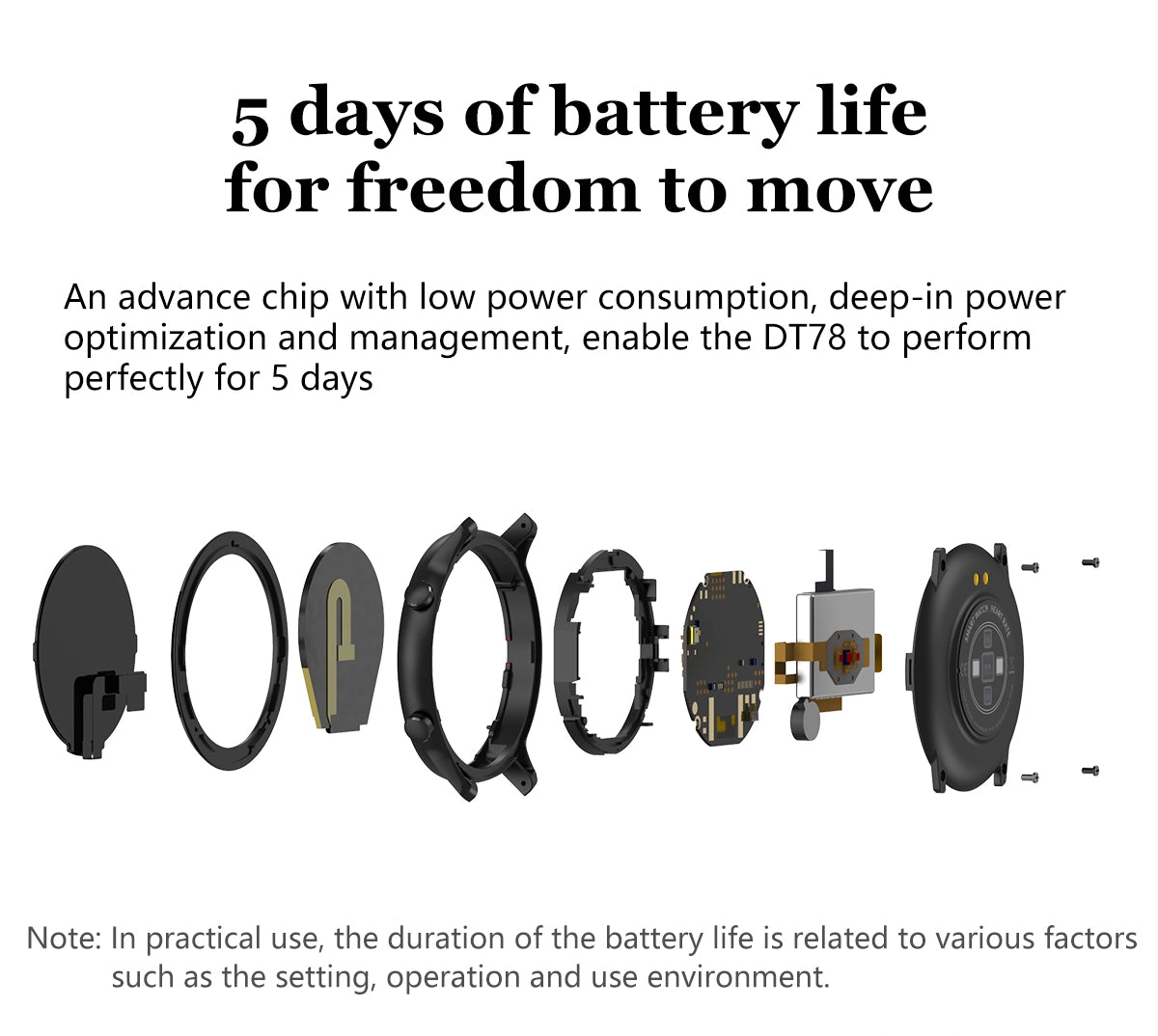 DT78 Smart Watch IP68 Waterproof with PPG Blood Pressure Heart Rate Sports Fitness