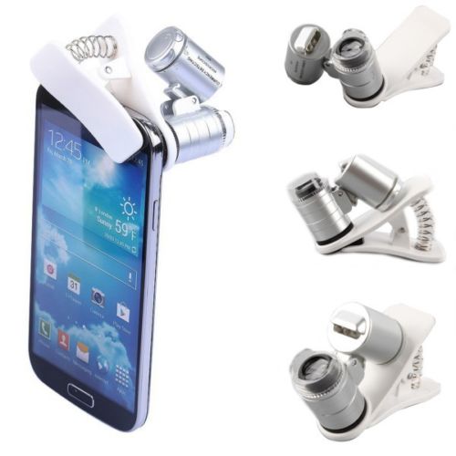60X Zoom Mobile Phone Camera Optical LED UV Clip Magnifier Microscope Micro Lens