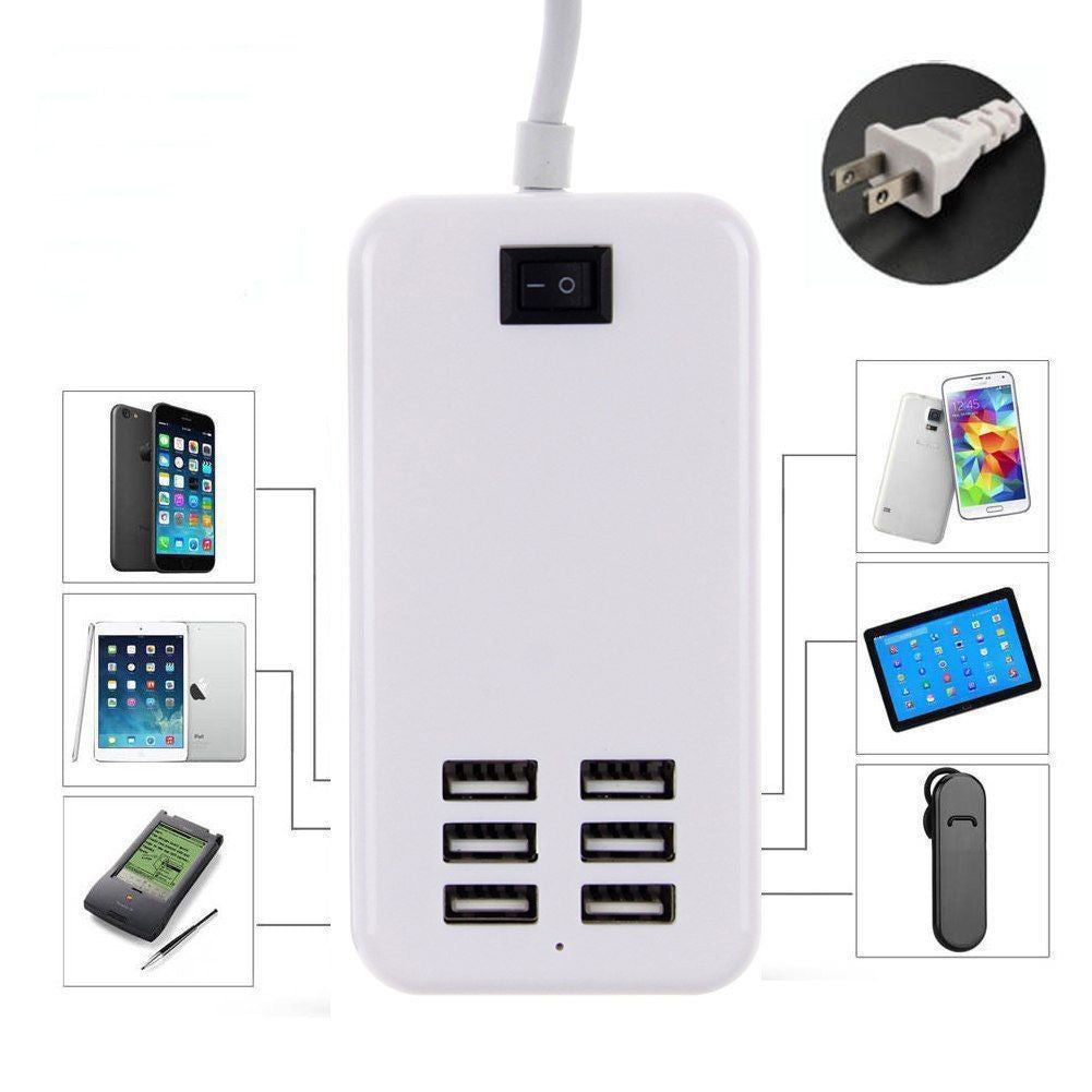 6 Port USB Desktop Multi-Function Fast Wall Charger AC Power Adapter
