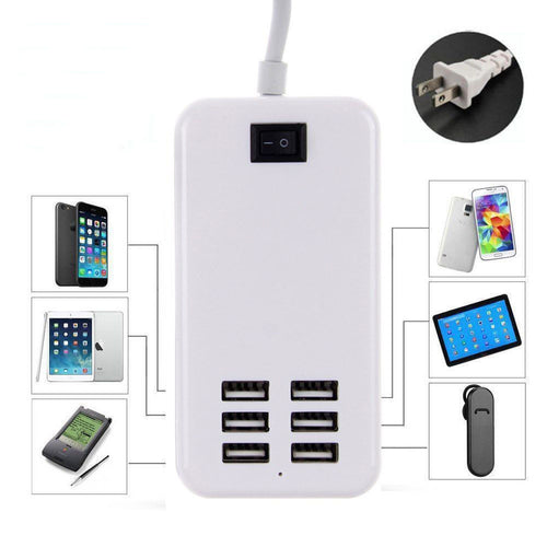6 Port USB Desktop Multi-Function Fast Wall Charger AC Power Adapter