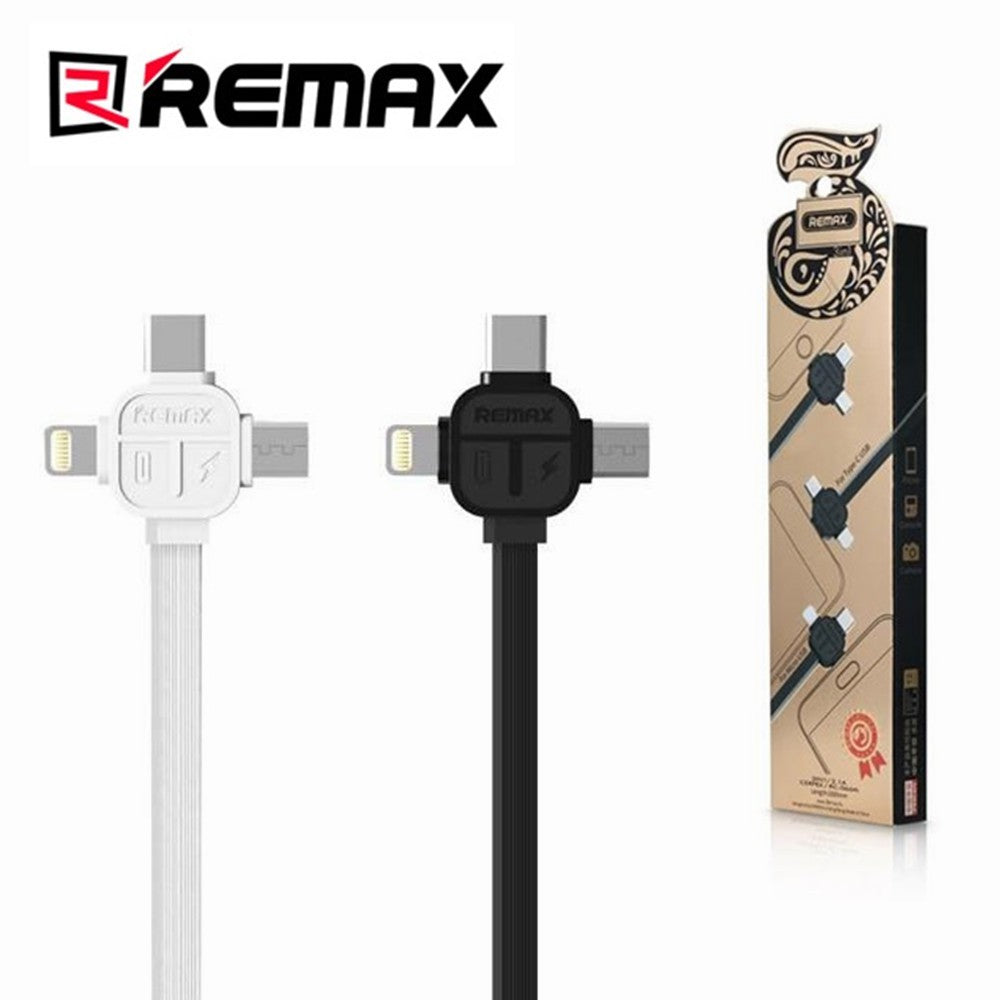 Remax Lesu 3in1 Charging & Data Cable For iPhone,Type-C Android RC-066th - White