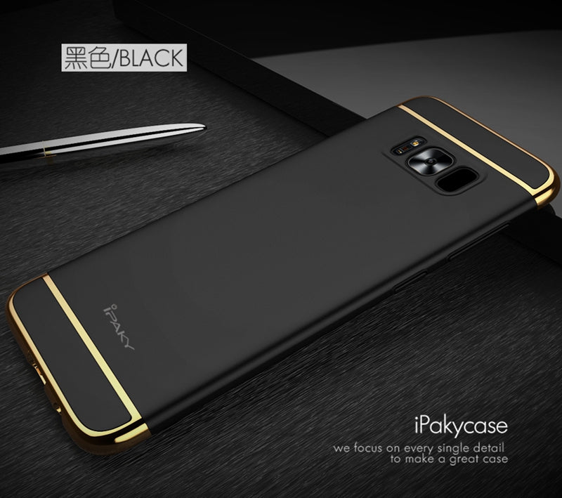 Samsung Galaxy S8 Plus Hard PC Electroplating 3 in 1 Back Cover - Black & Gold