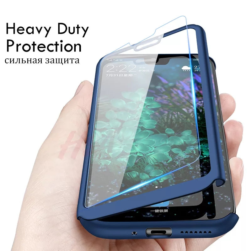 Huawei Y9 2019 Shockproof PC Hard 360 Protection Cover with Glass Protector