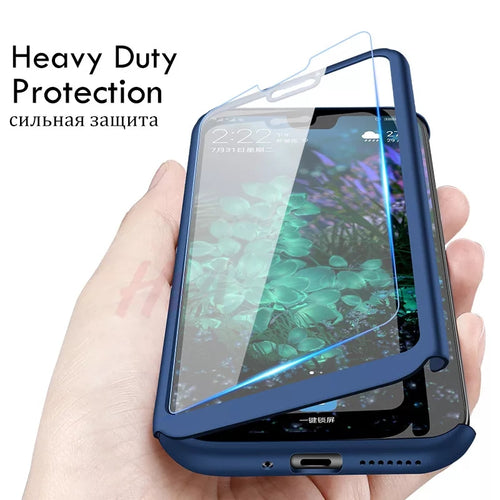 Huawei Y9 2019 Shockproof PC Hard 360 Protection Cover with Glass Protector