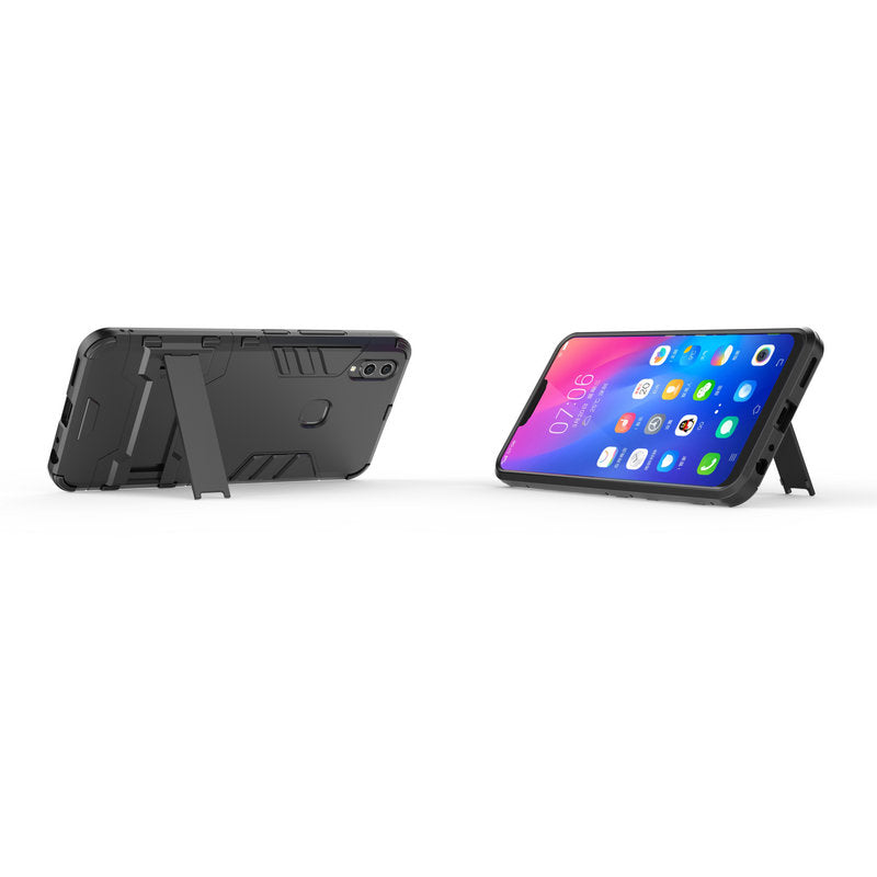 Vivo V9 Shockproof Hybird Kickstand Back Case Cover - Black