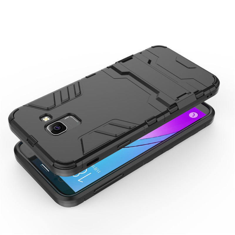 Samsung Galaxy J6 2018 Shockproof Hybrid Kickstand Back Case Cover - Black