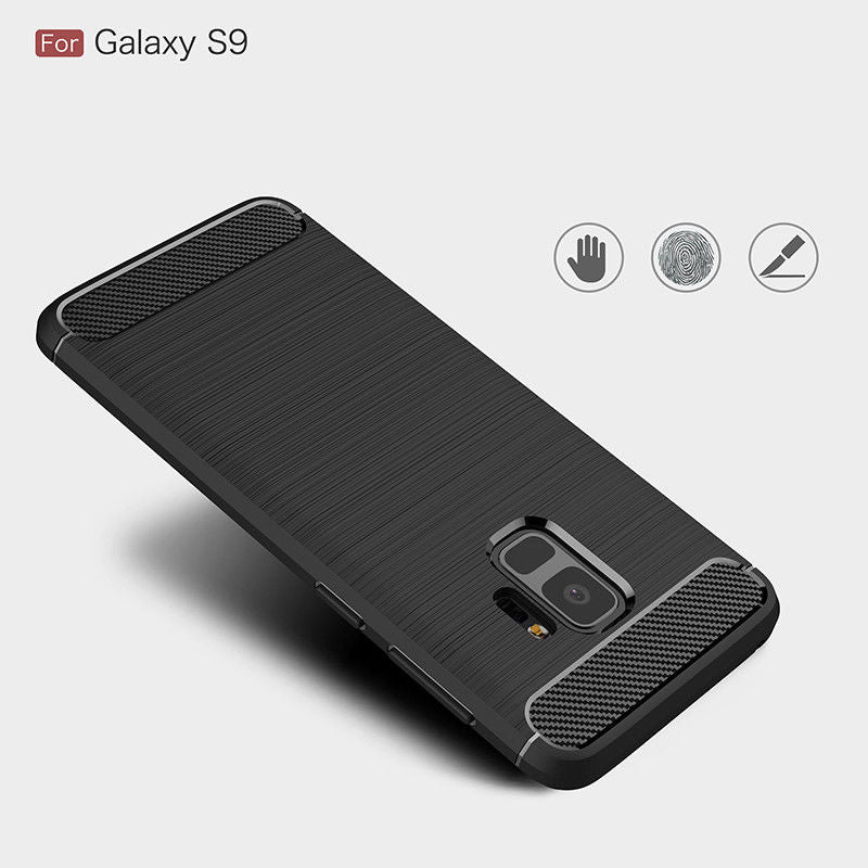 Samsung Galaxy S9 Shockproof Carbon Fiber Rubber Back Cover