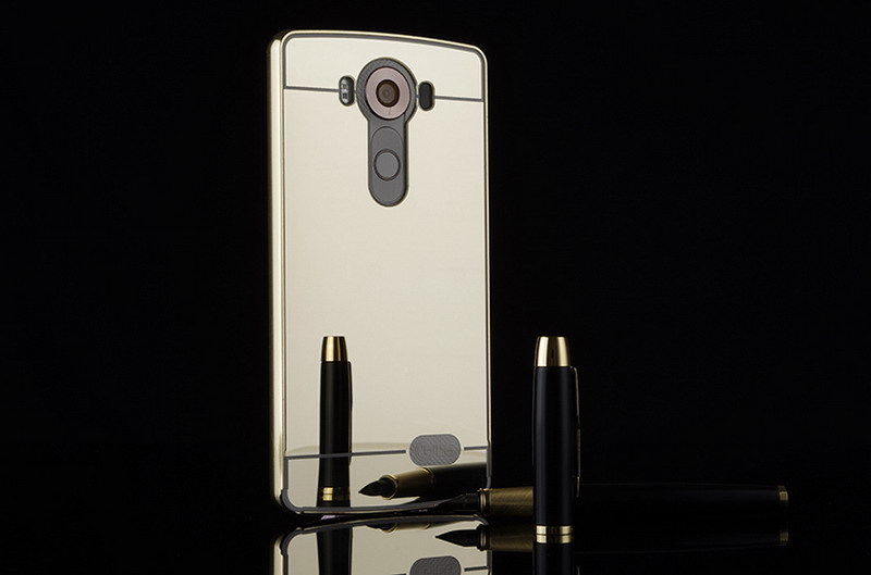 Aluminum Metal Frame Bumper Mirror Clear PC Back Case Cover For LG V10