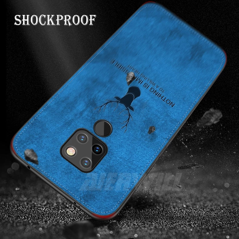 Huawei Mate 20 Pro Cover Premium Quality Soft Fabric Clothe Texture Cover