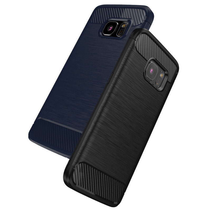 Shockproof Carbon Fiber Brushed Rubber TPU Case Cover for Samsung Galaxy S7