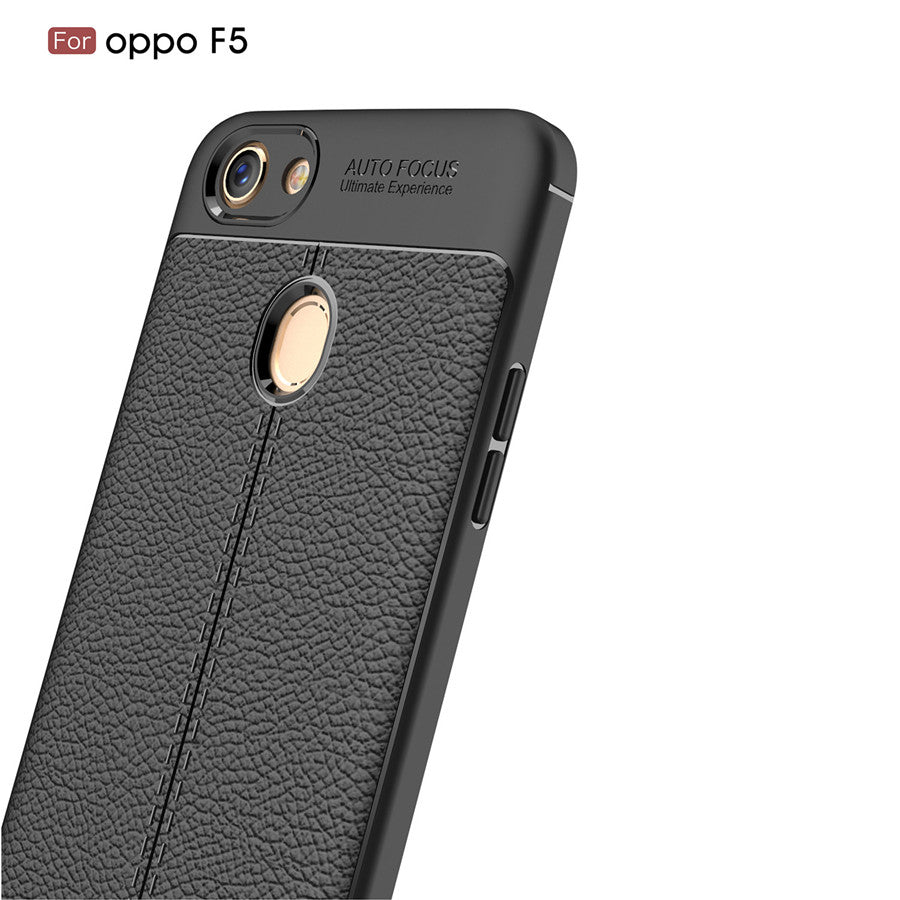 Oppo F5 Luxury Shockproof Auto Focus Design Soft TPU Back Cover - Black