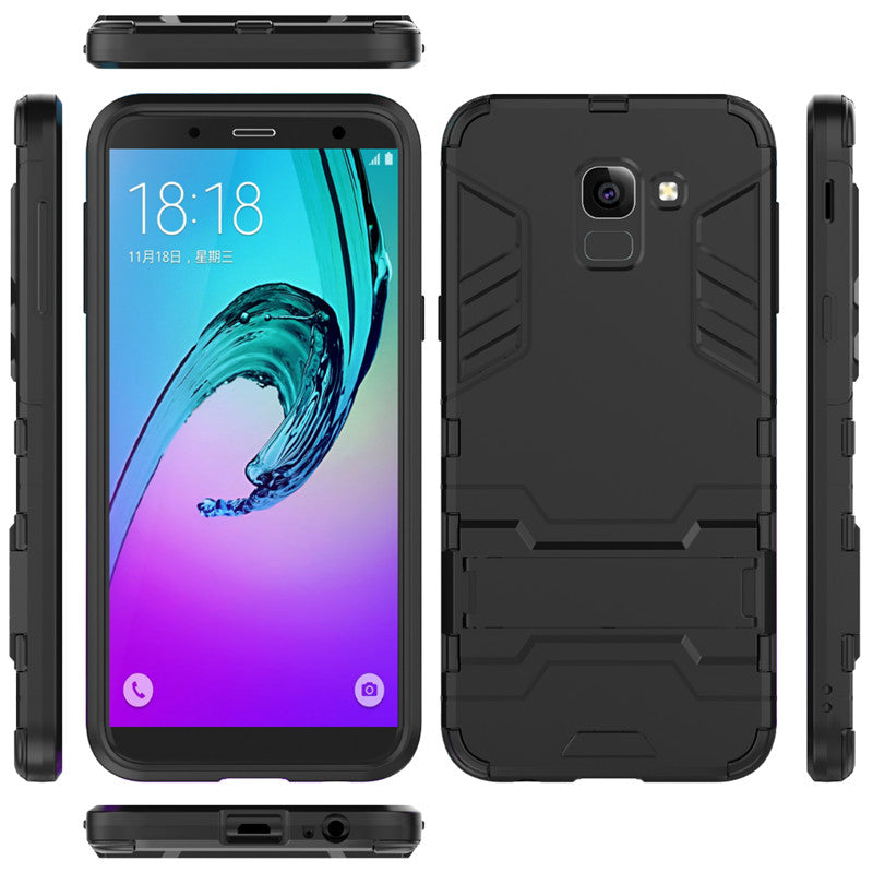 Samsung Galaxy J6 2018 Shockproof Hybrid Kickstand Back Case Cover - Black