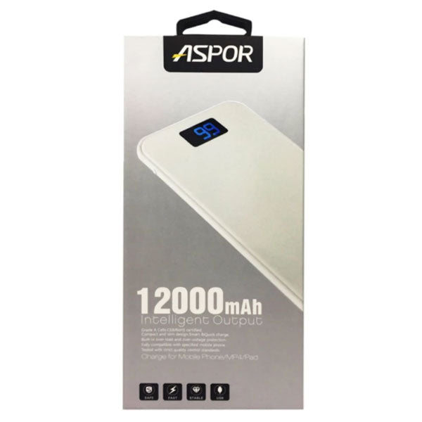  Aspor 12000mAh Digital LCD Powerbank (A386)