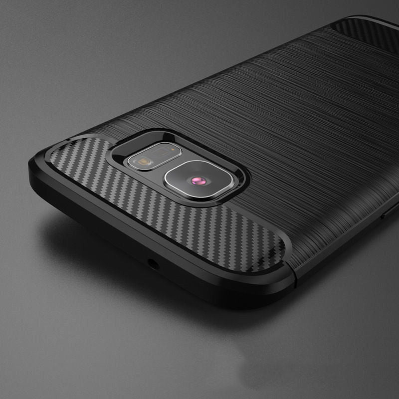 Shockproof Carbon Fiber Brushed Rubber TPU Case Cover for Samsung Galaxy S7 Edge