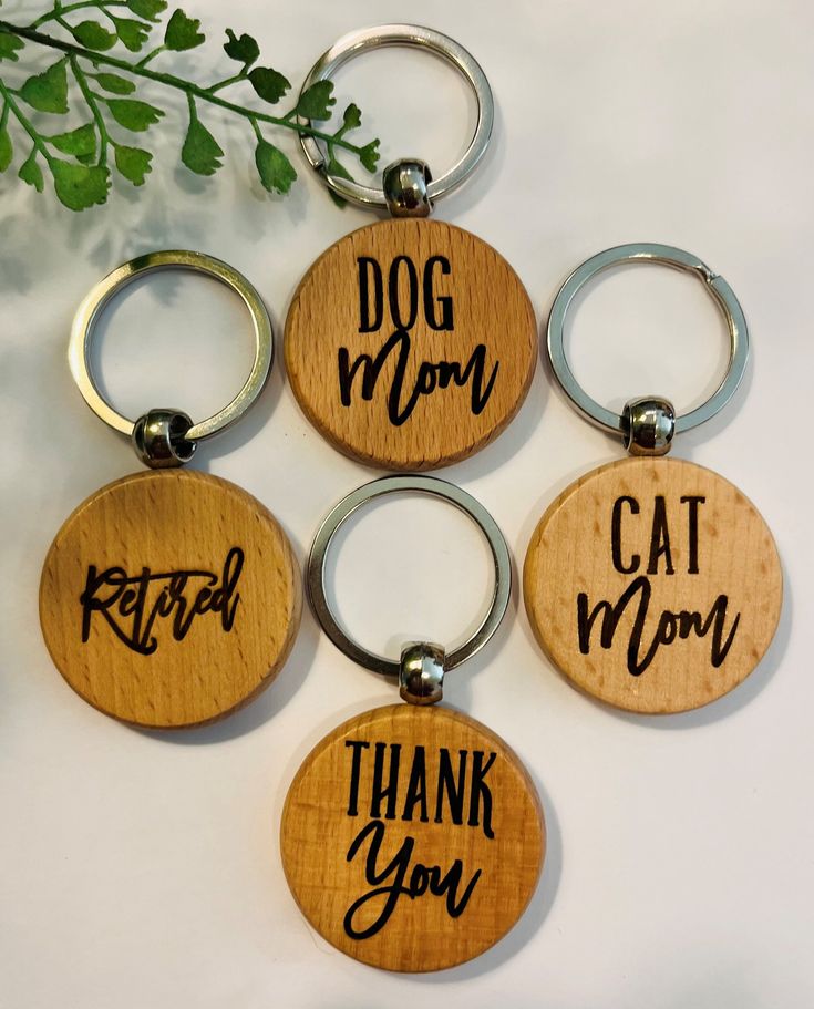 Personalized Solid Wooden Round Keychain Your Message Image or Logo on one or both sides