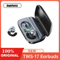 Remax TWS-17 100 Hours Long Standby Built-in 1200mAh Power Bank Function LED Display Power Silicone Ear Clip Type Non-Inductive Earbuds