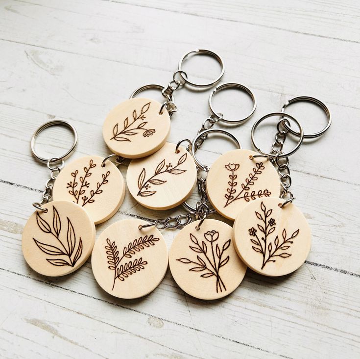 Personalized Solid Wooden Round Keychain Your Message Image or Logo on one or both sides