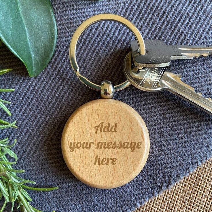 Personalized Solid Wooden Round Keychain Your Message Image or Logo on one or both sides