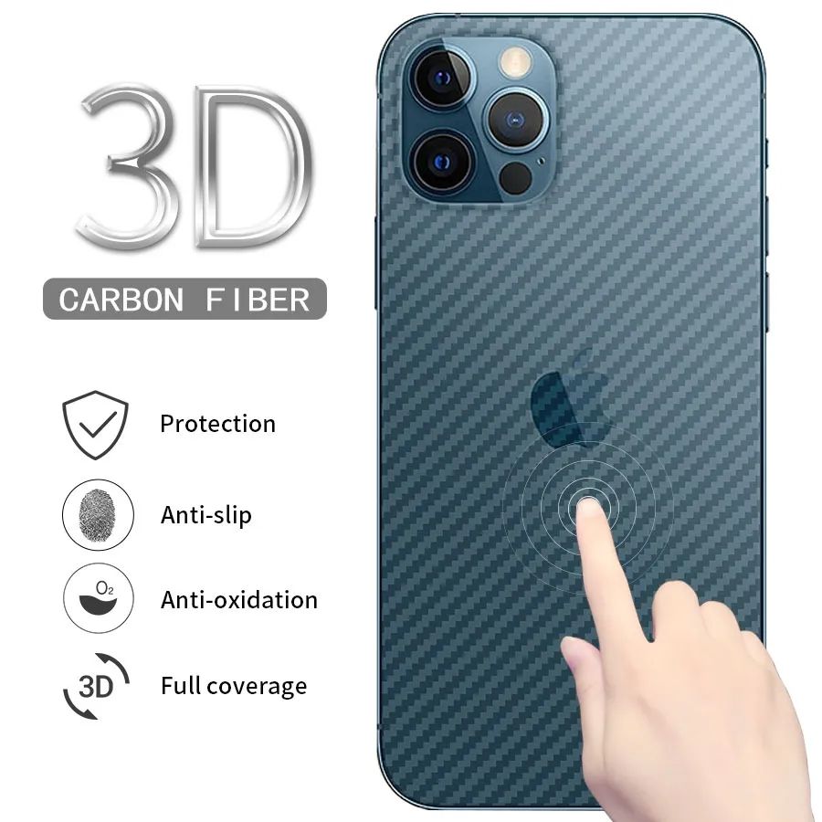 iPhone 12 Pro Max Carbon Fiber Pattern Transparent Protective 3D Back Film