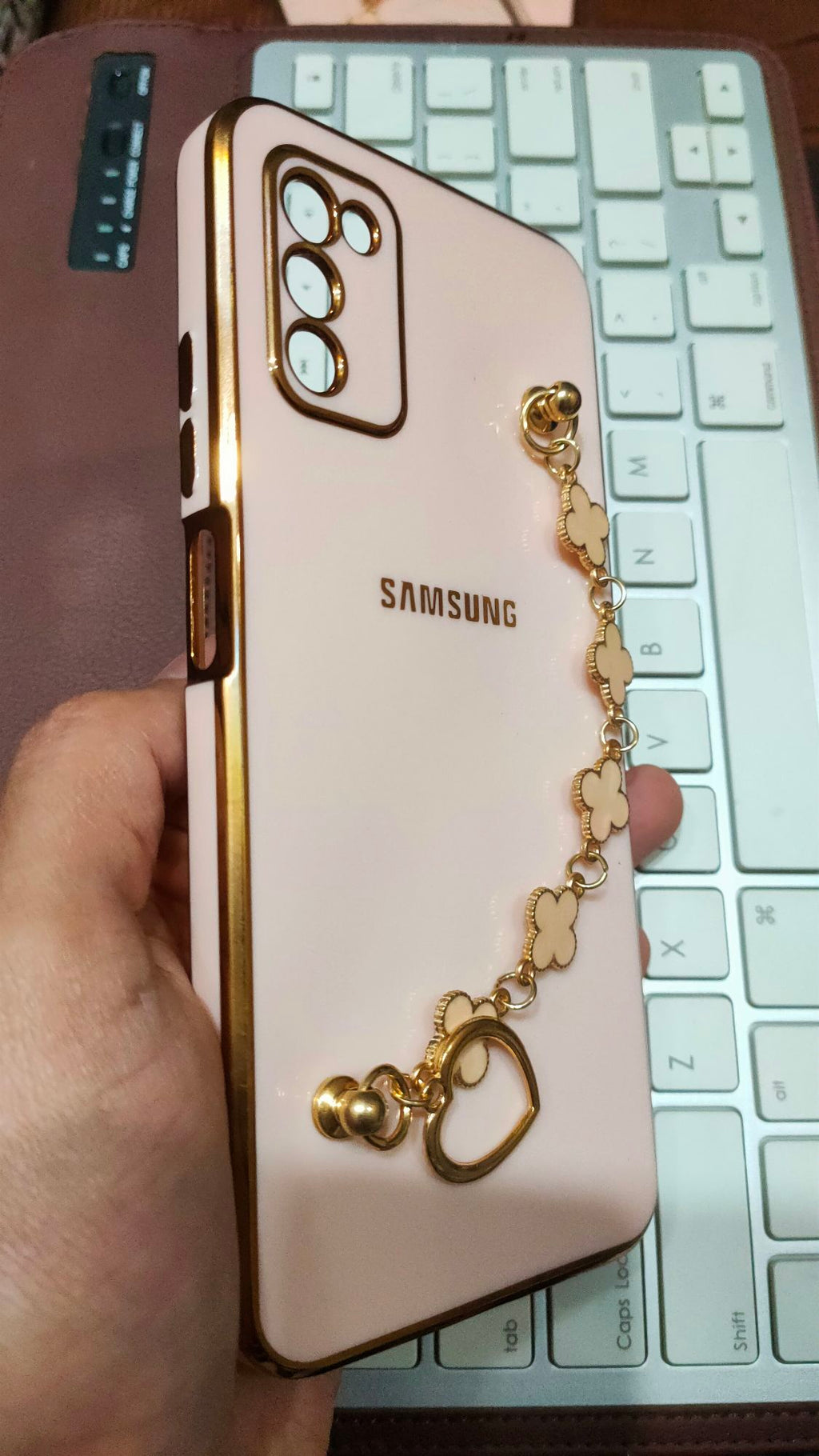 Samsung A03s Premium Quality Fancy Metal Chain Soft Silicone Back Cover
