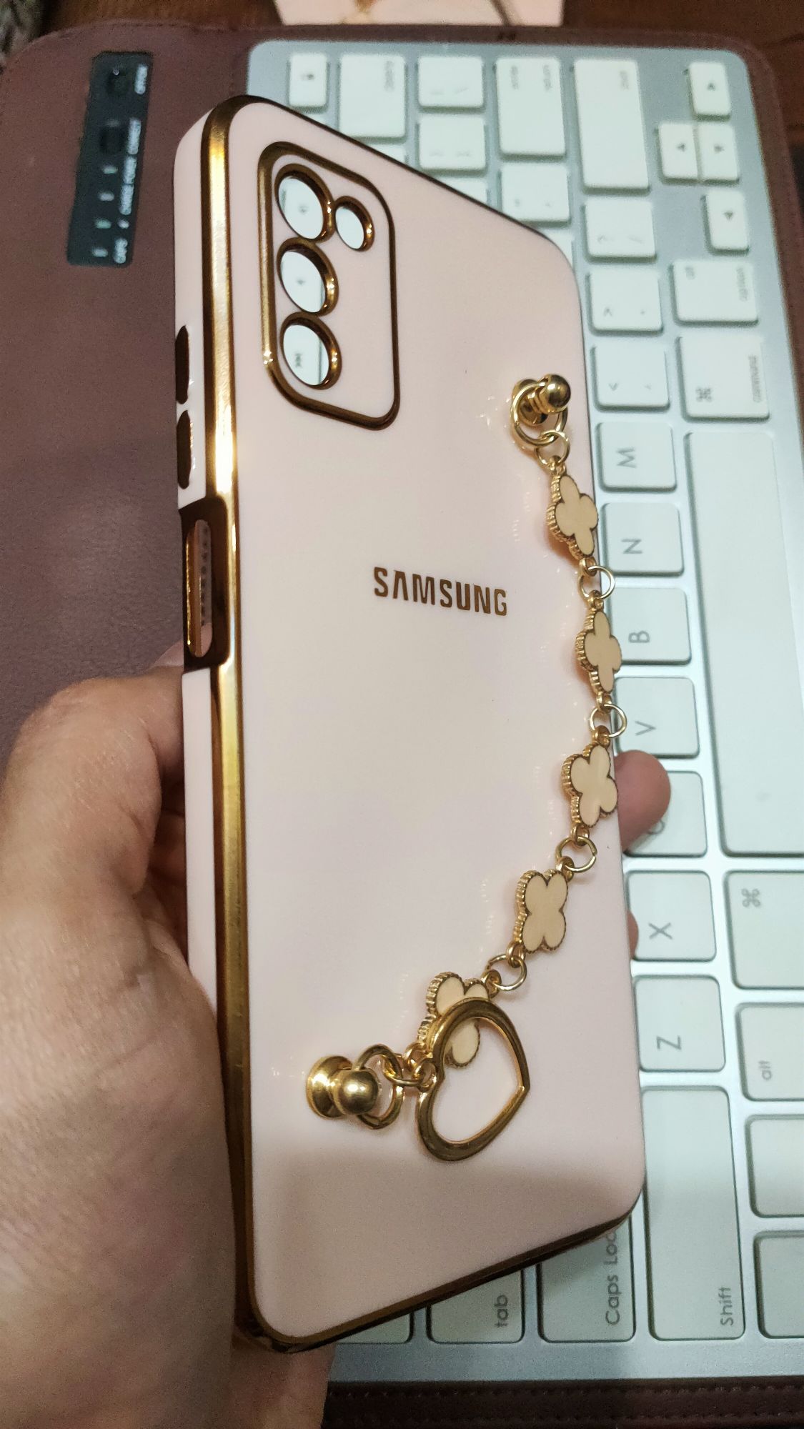 Samsung A03s Premium Quality Fancy Metal Chain Soft Silicone Back Cover