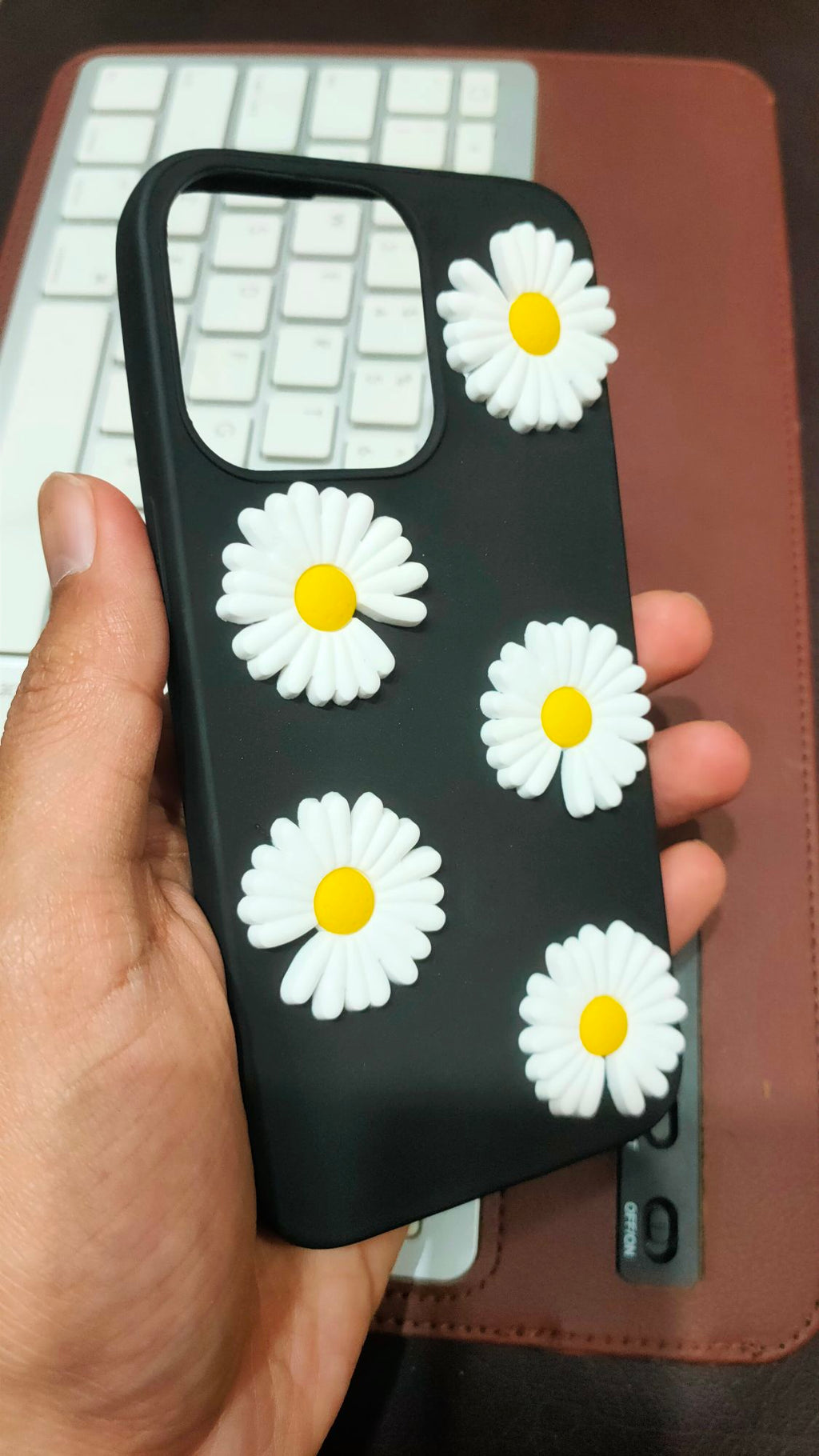 iPhone 13 Pro Liquid Silicone 3D Flowers Fancy Back Cover