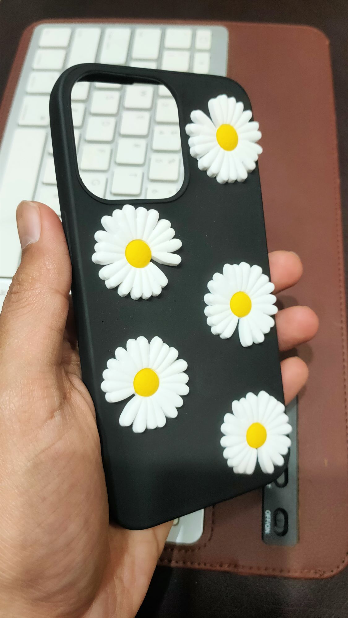 iPhone 13 Pro Liquid Silicone 3D Flowers Fancy Back Cover