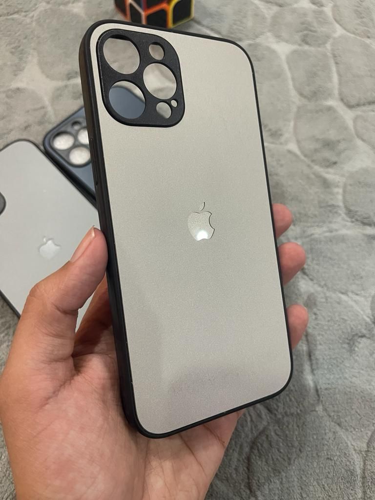 iPhone 12 Pro Max/13 Pro Max PC Acrylic Brushed Apple Logo Back Case
