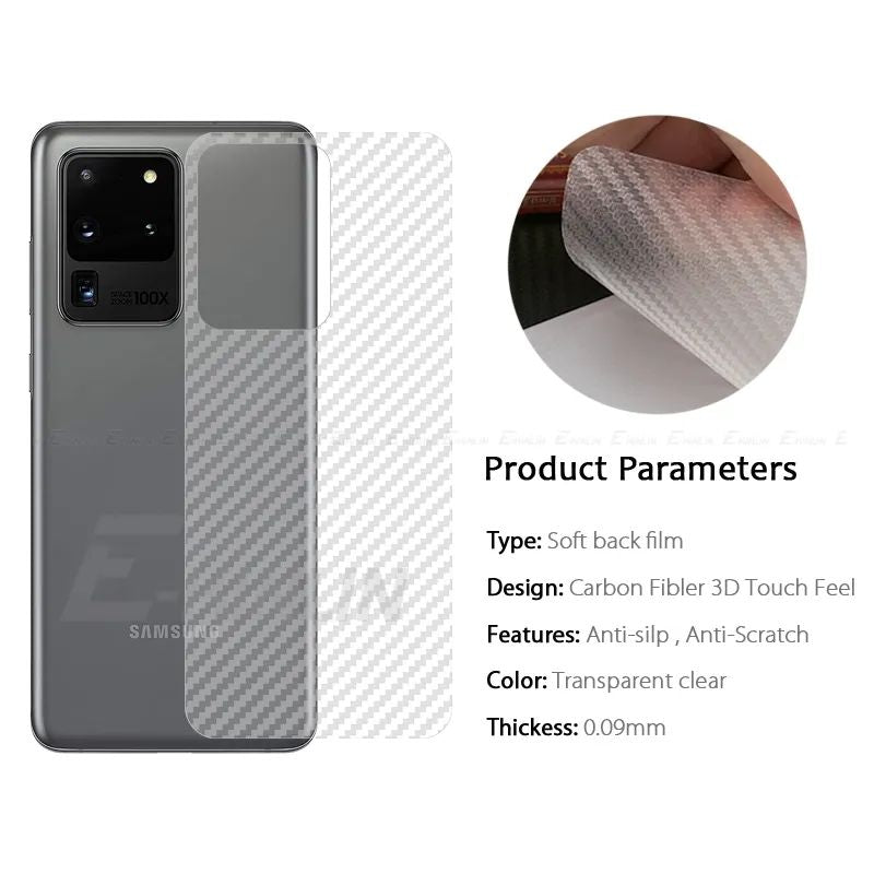Samsung S20 Ultra Carbon Fiber Pattern 3D Transparent Back Sheet