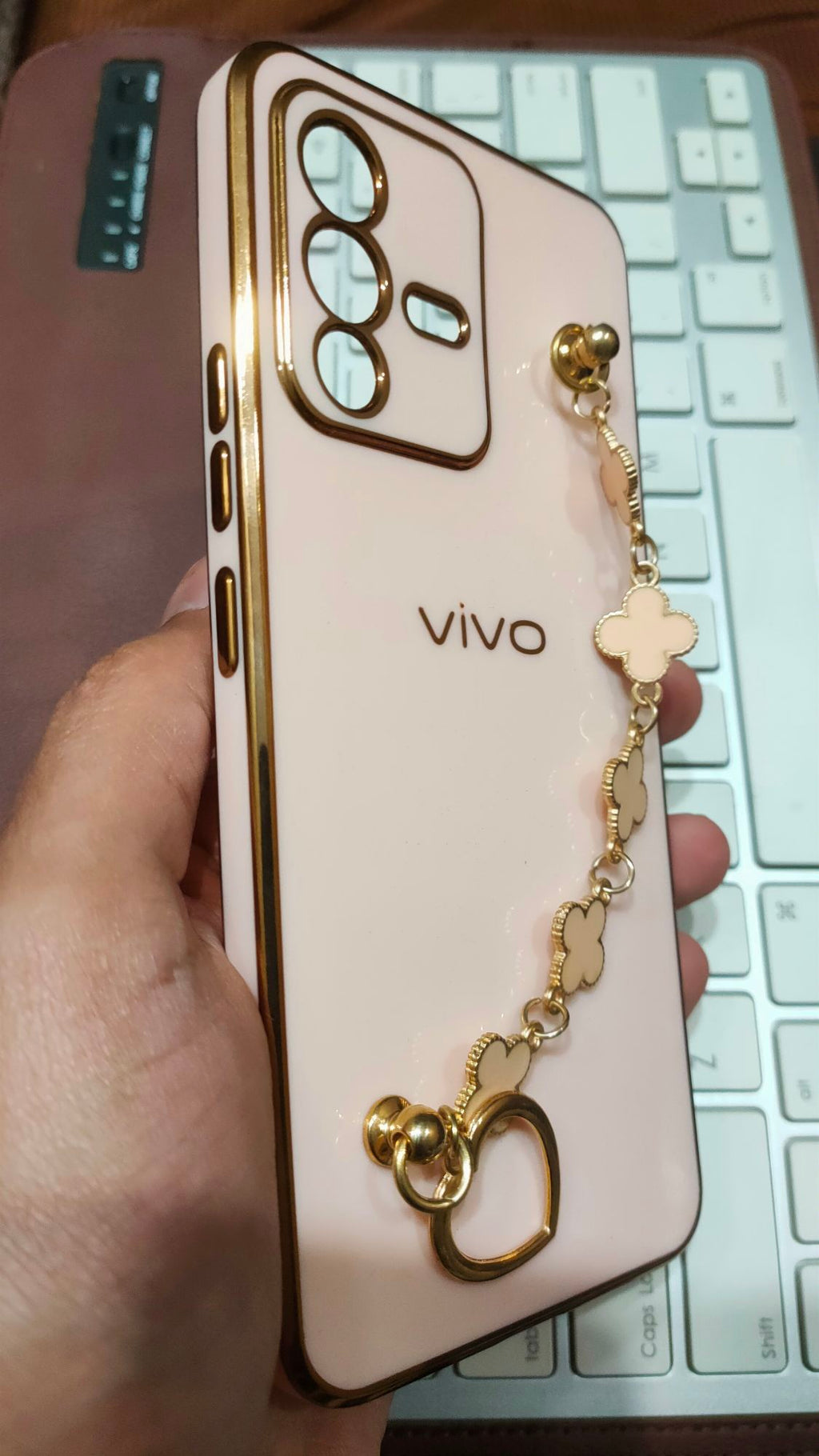 Vivo_V23 Fancy Chain Soft Silicone Chrome Back Cover
