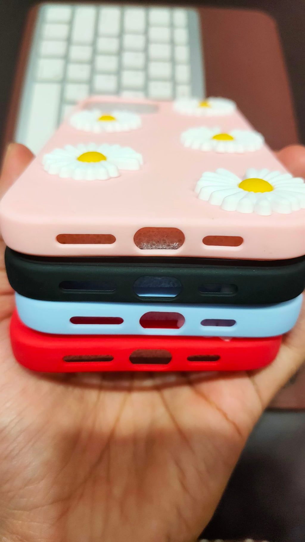 iPhone 13 Pro Max Liquid Silicone 3D Flowers Fancy Back Cover