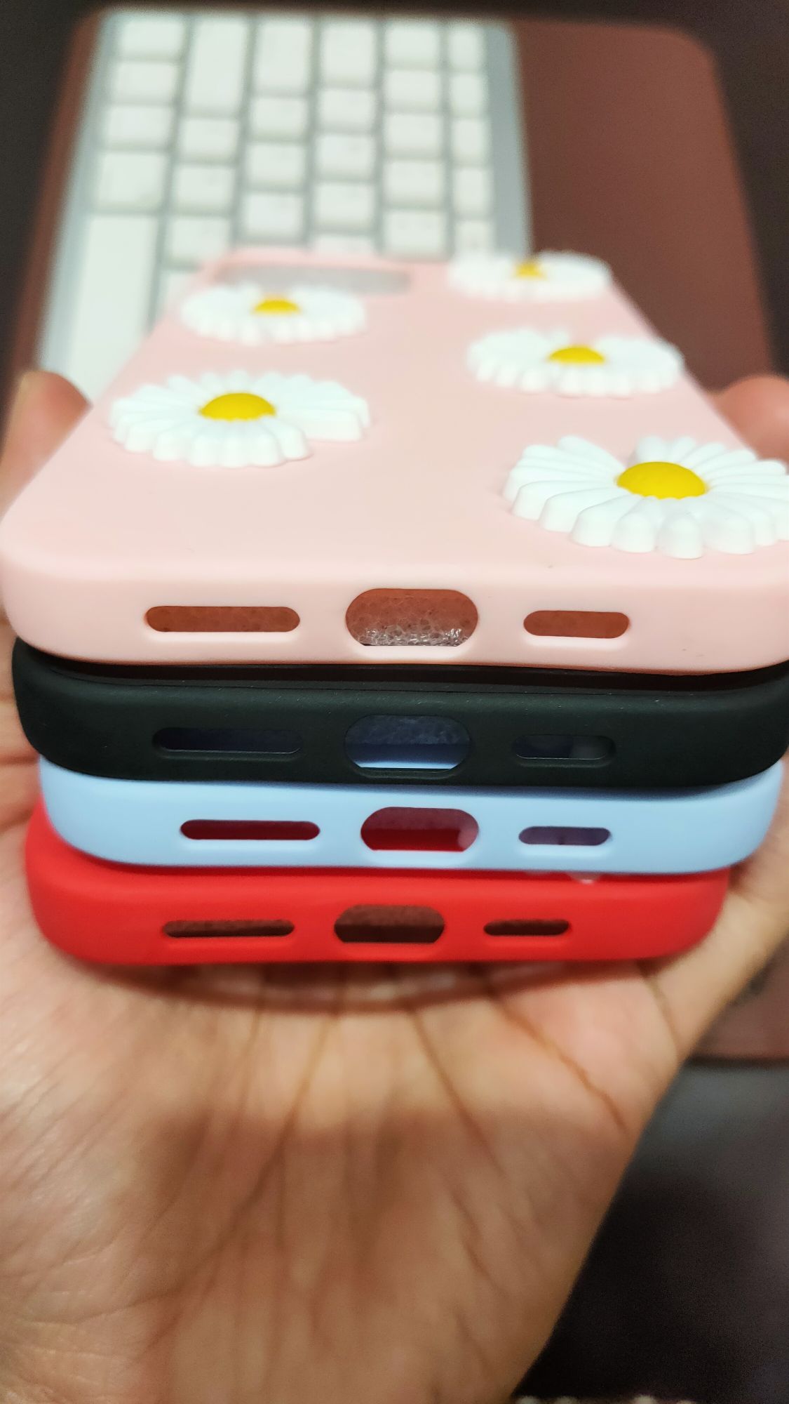 iPhone 13 Pro Max Liquid Silicone 3D Flowers Fancy Back Cover