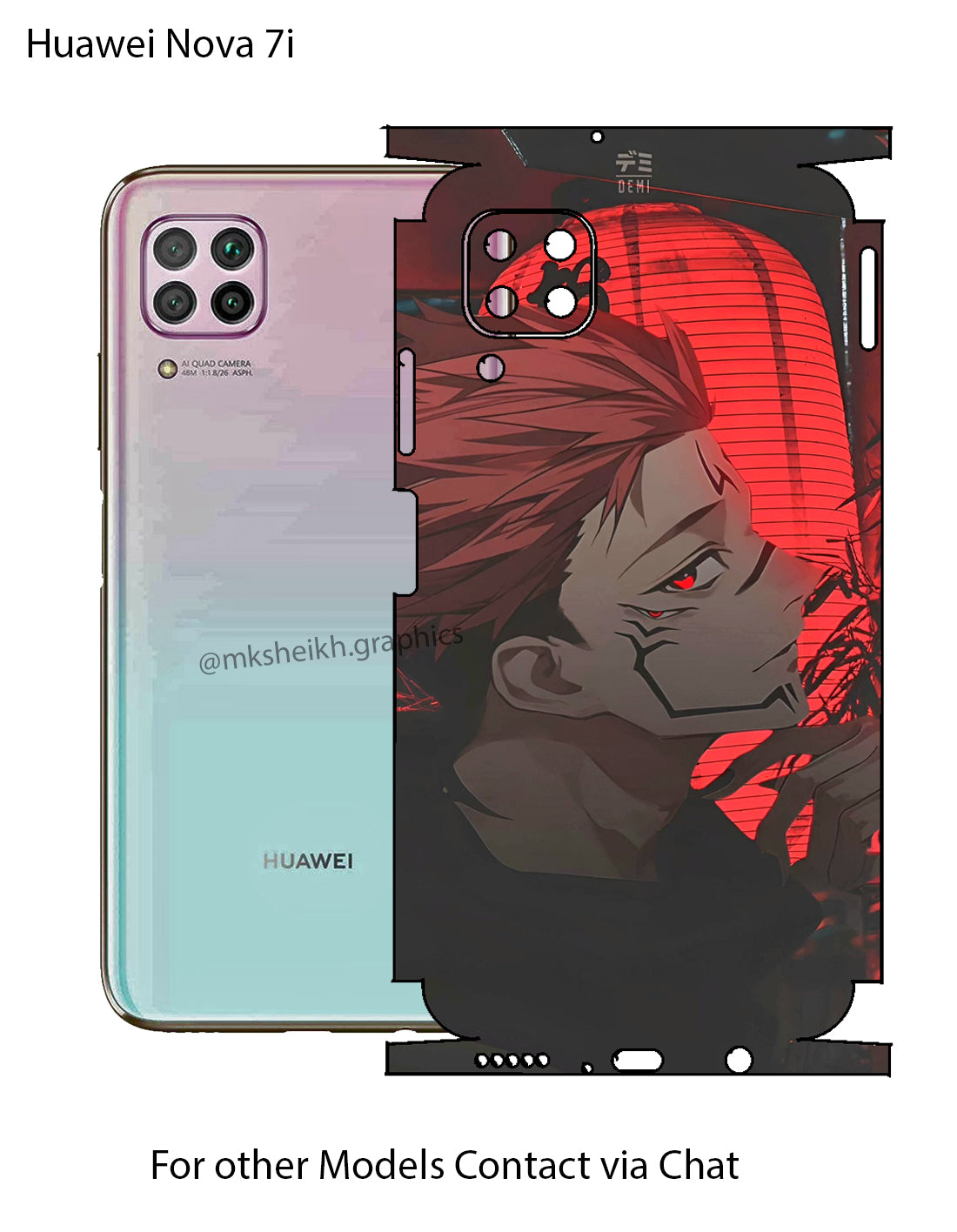 Huawei Nova 7i Print Back Full Body Skin Wrap