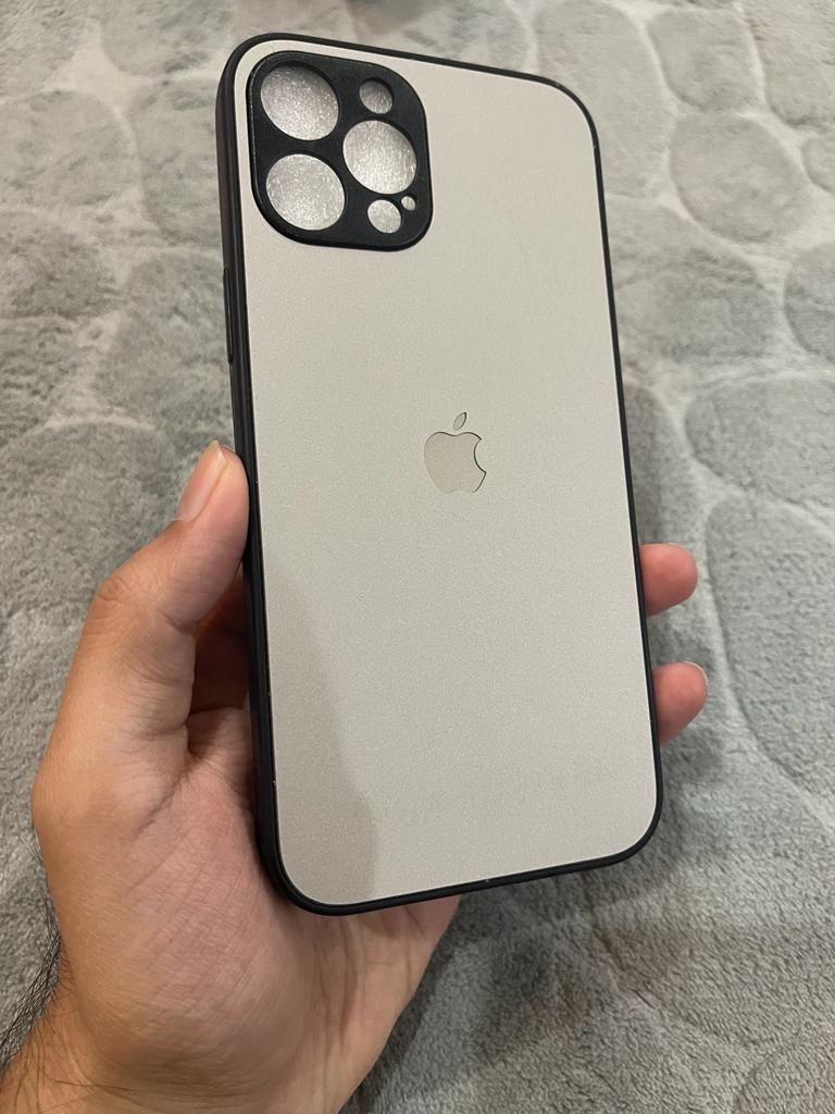 iPhone 12 Pro Max/13 Pro Max PC Acrylic Brushed Apple Logo Back Case