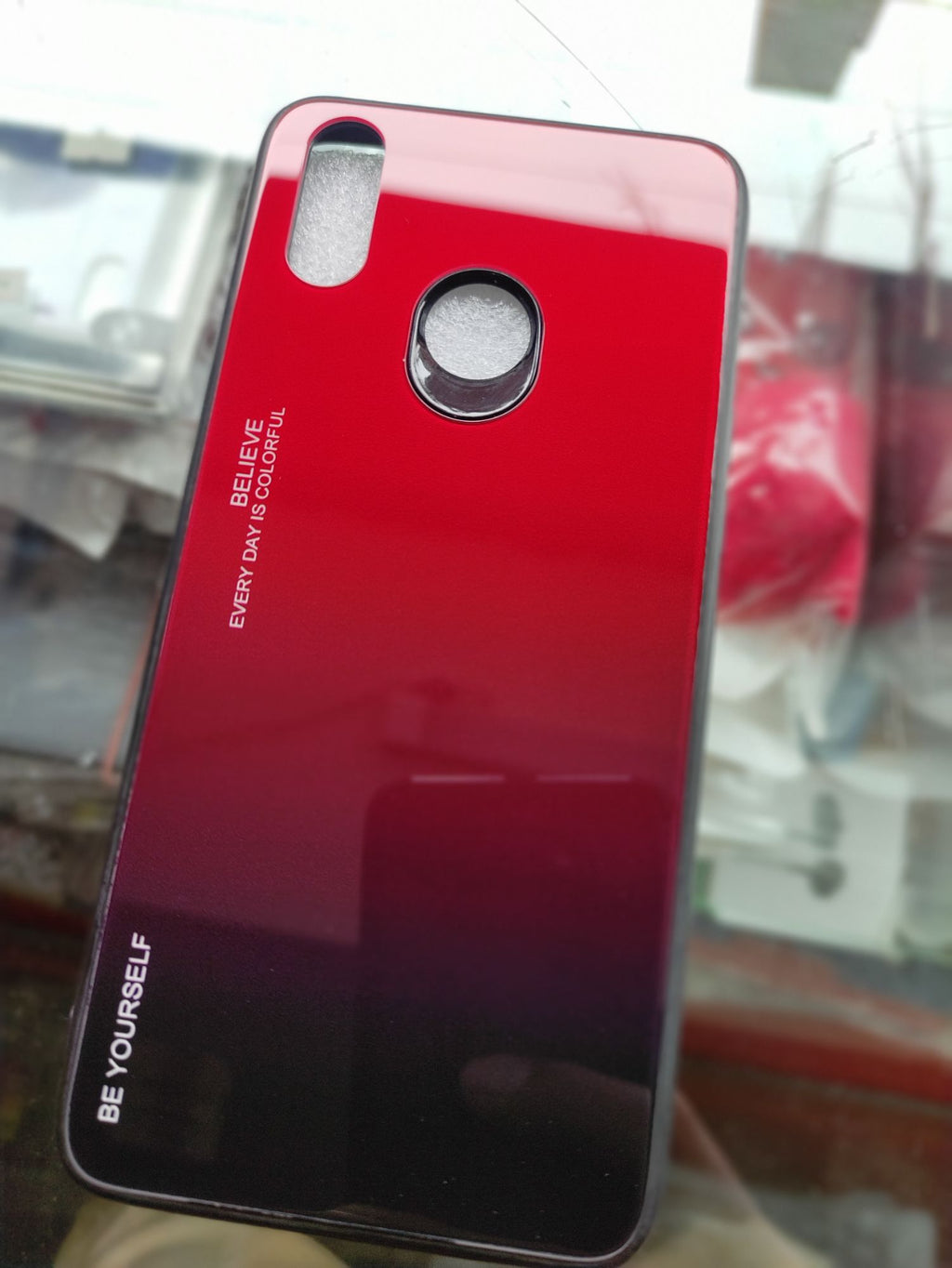 Realme_3Pro Real Tempered Glass Gradient Colour back cover