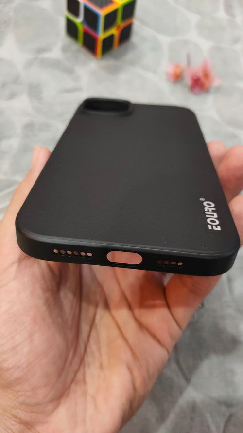 EOURO iPhone 15 Plus Max Matte Black Camera Protection Silicone Case