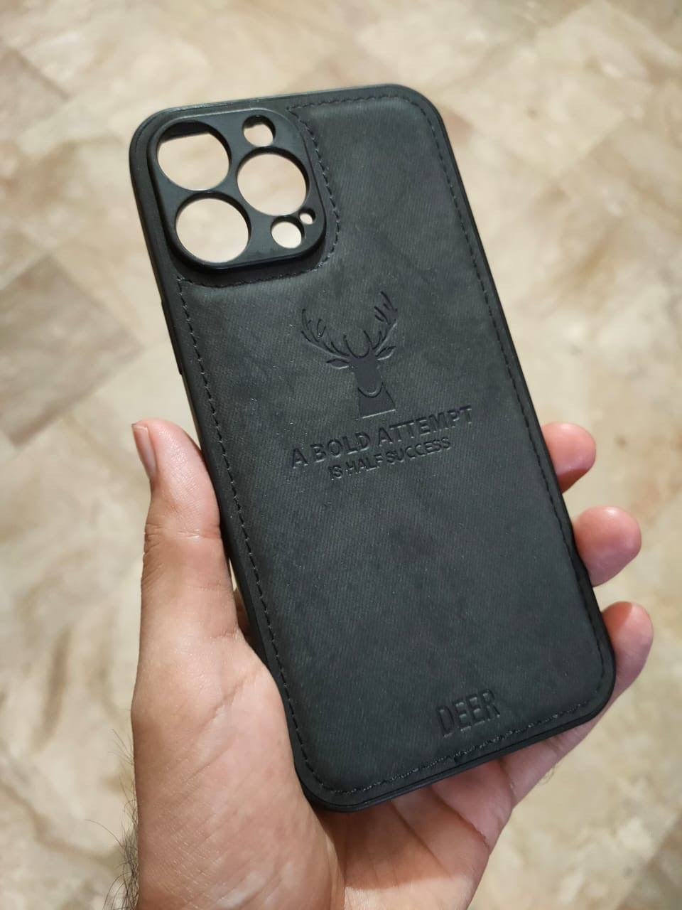 Apple iPhone 13 Pro Max Premium Quality Camera Protection Deer Fabric Case