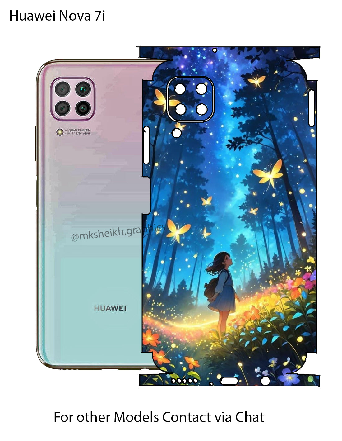 Huawei Nova 7i Print Back Full Body Skin Wrap