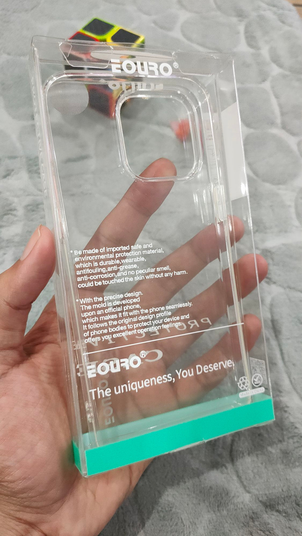 EOURO iPhone 15 Pro Max Clear Camera Protection Silicone Case