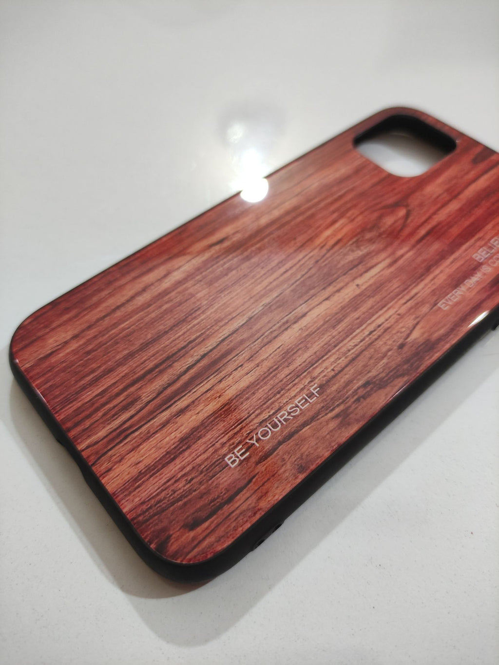 iPhone 11 6.1" Real Tempered Glass Wood Design Back Cover