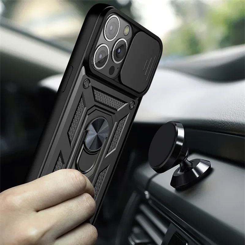 iPhone 12 Pro Max 6.7 Shockproof Case Hybrid Magnetic Ring Camera Shutter Case