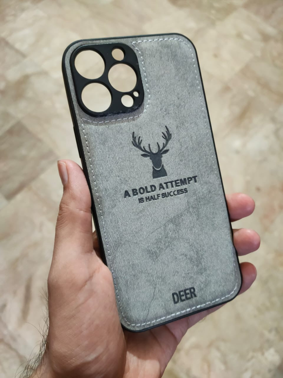 Apple iPhone 13 Pro Max Premium Quality Camera Protection Deer Fabric Case